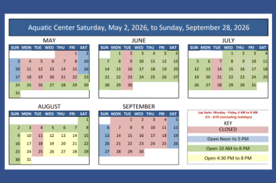 Aquatic Center 2026 Pool Calendar SRCA